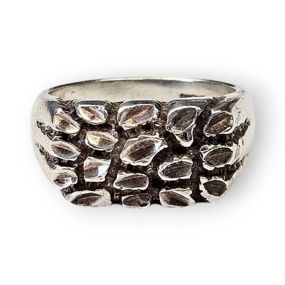 Anillo pepita de ley Kabana cúpula ancha para hombre unisex plata 925 vintage talla 11,25 Foto 2 de 4