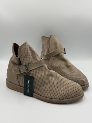 Emu Australia Lorne Leather Ankle Booties Size 10 Buckle Accent Tan Beige NWT