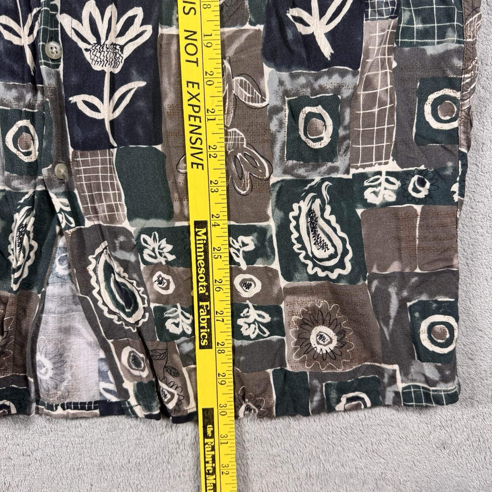 Campia Moda Navy Patchwork Print Button Up Shirt … - image 8