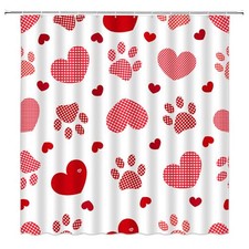 Valentine's Day Shower Curtain Cute Pink Red Heart Buffalo Plaid Sweet Love