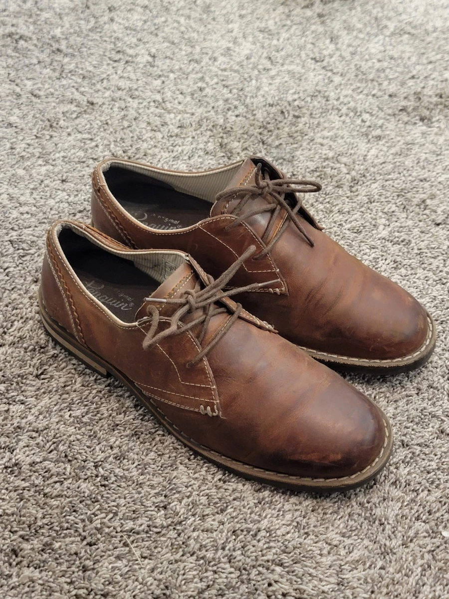 penguin brown dress shoes Original Penguin Willie OP100137M Mens Brown Leather Plain Toe Oxfords