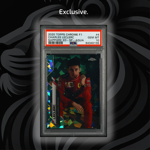 PSA 10 - /99 Charles Leclerc #4 - 2020 Topps Chrome F1 - Sapphire SP Aqua