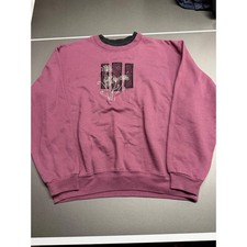 Top Stitch Morning Sun Vintage Floral Embroidered Sweatshirt Berry Pink Large