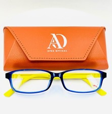 NEW PUMA PE00370A 006 Blue Yellow Rectangle Full Rim Eyeglasses 54-15-150 B:31