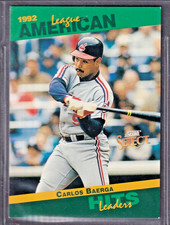 1992 SCORE CARLOS BAERGA AMERICAN LEAGUE HITS LEADERS #8 BASEBALL CARD