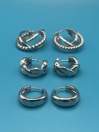 Everyday Essential: 3 Paar Silber Huggie Creolen Set - Bild 1 von 5