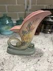 Hull Pottery Art Deco Cornucopia Magnolia Matte Embossed  19-8 1/2
