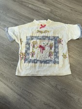 VTG Youth Girls Cat T Shirt Bows White/Blue Sea Sale Made in USA READ