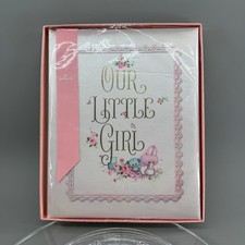 Hallmark Baby Girl Memory Book Our Little Girl Pink Satin Vintage Keepsake 6963
