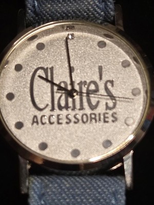  Claire s Accessories Employee ONLY Watch Y2K Blue Denim Strap Mall Goth Retro