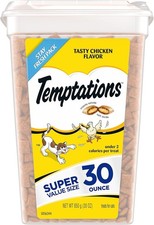 Temptations Classic Crunchy and Soft Cat Treats Tasty Chicken Flavor, 30 Oz Tub