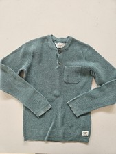 H M Boys Sweater 8 9 10 Green Henley Cotton Pullover Crewneck Waffle