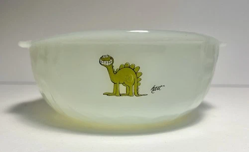 Vintage Anchor Hocking Fire King milk glass bowl characters from  B.C. Comics