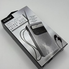 Coby Portable Radio AM/FM CR-203-SLV Pocket Battery Powered Indoor Outdoor Works