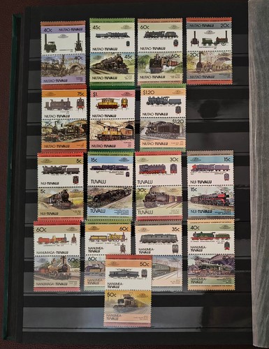 COLLECTION OF RAILWAY / TRAINS STAMPS from DIFF. COUNTRIES IN STAMP STOCK BOOK - Picture 9 of 14