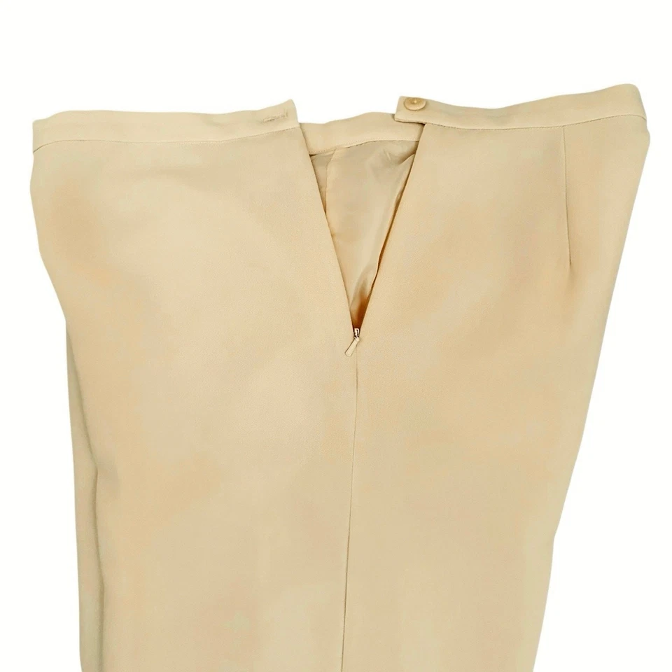 Calça Vintage Bob Mackie Studio Amarela Manteiga Tamanho 12 Cintura Alta Forrada - Imagem 3 de 4