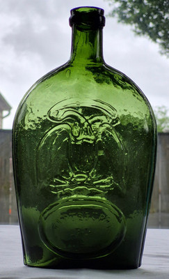 Deep Green GII-104 Pittsburgh Double Eagle Quart Flask Circa 1860s
