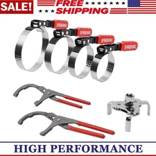 Set of 7 SPARKWHIZ Red Oil Filter Wrench Set Adjustable 3-Jaw Oil Filter Wrench