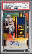 2017 PANINI SELECT SIG MEM TIE-DYE PRIZM #MP-CB COLE BEASLEY 5/10 PSA 9 AUTO