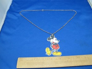 Vintage Plastic & Metal MICKEY MOUSE Kid's Pendant Necklace-Disneyland Souvenir