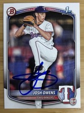 Josh Owens Signed Auto IP 2025 Bowman Draft 1st Rookie Card Texas Rangers. rookie card picture