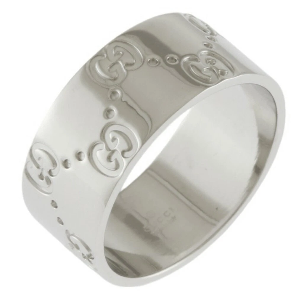 Gucci Icône Bague Large 17,5 K18WG Unisexe Argent Bijoux US8,5