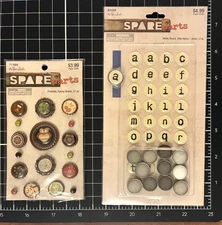 The Paper Studio SPARE PARTS Epoxy BRADS FRIENDS or WHITE ROUND SLIDE ALPHA