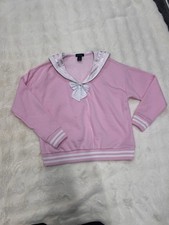 Sweet Society Bunny  Sailor Moon Collar Sweatshirt Pink Long Sleeve Kawaii Small