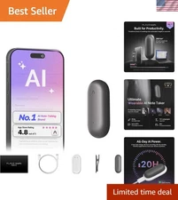 Compact NotePin Voice Recorder with AI Transcription, 20H Battery, 112 Languages