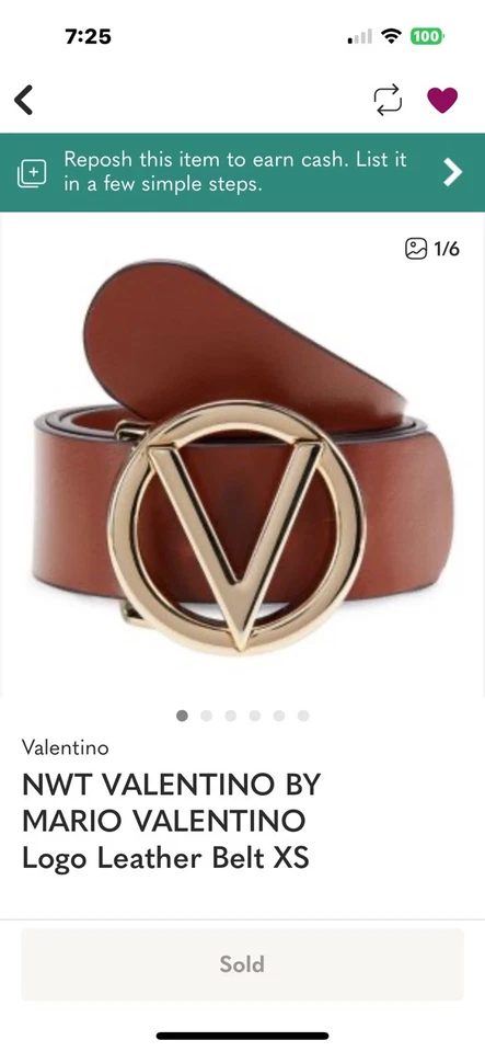 Valentino от Mario женщин желтовато-коричневый кожаный ремень новый с Ярлыками Xsmall логотип золотистый - Изображение 2 из 4