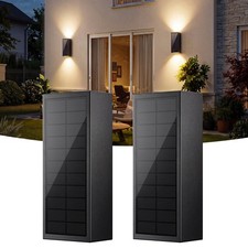 2Pack Solar Wall Lights Outdoor, Dusk to Dawn Up Down Wall Sconce, USB-C Rech...