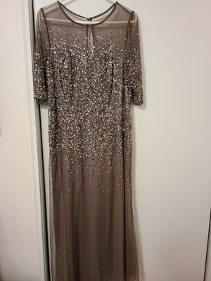 Adrianna Papell Beaded Illusion Gown, Featuring intricate sequins. Size 14W.