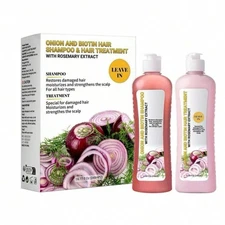 Biotin Rosemary Onion Shampoo and Hair Treatment Set Restores Damaged Hair