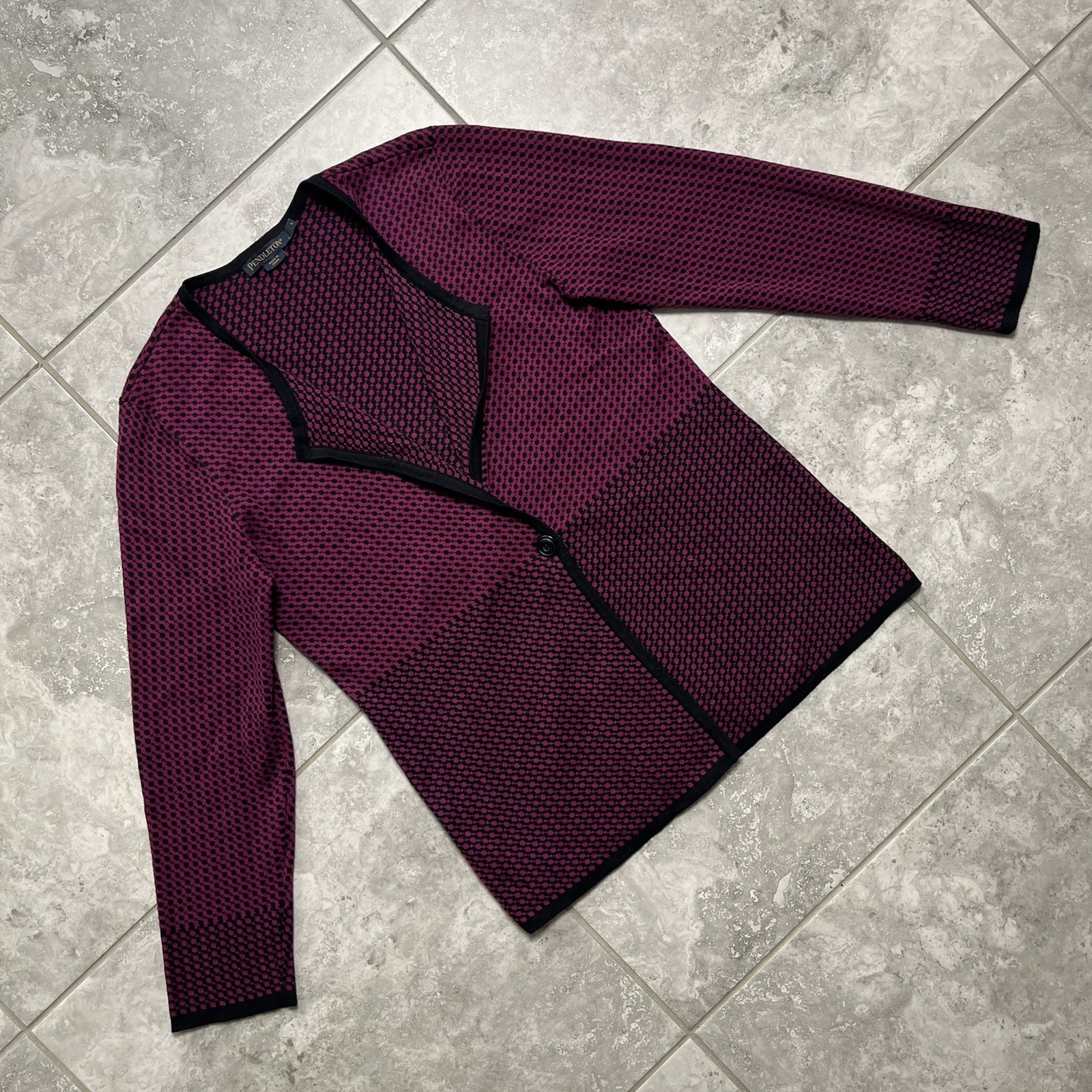 Pendleton Cotton Knit Button Cardigan Sweater Pin… - image 3