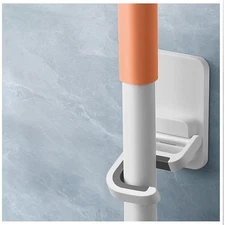 Wall Mount Broom and Mop Holder No Drill Gripper Hanger Household Cleaning
