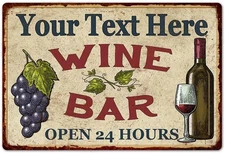 Personalized Wine Bar Sign Decor Custom Tin Metal Signs Retro Rustic Vintage Kit