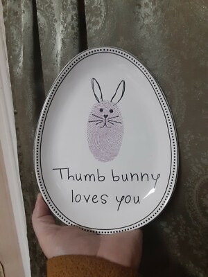 Thumb Bunny Loves You Rabbit Plate Easter Humorous Design Cute Fun Gift Idea