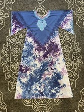 Vintage Angel Sleeve Tie Die Embroidered Caftan Kaftan Hippy Dress Handmade EVC 