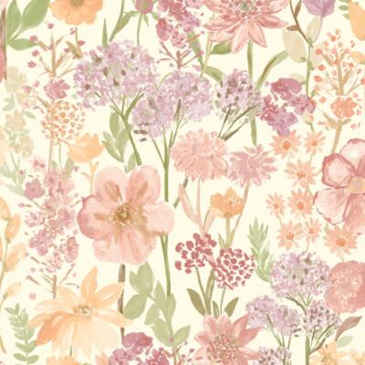 Wildflowers Wallpaper Grandeco A61603 Cream Floral Living Room Nature Flowers