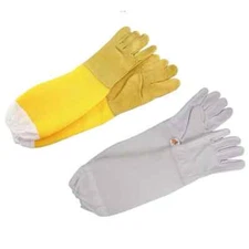 1 Pair Beekeeping Gloves Sting Sheepskin Long Gloves Protective Sleeves Mesh