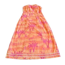Lilly Pulitzer Strapless Palm Tree Sunset Beach Dress 100% Cotton Size 2 Women's