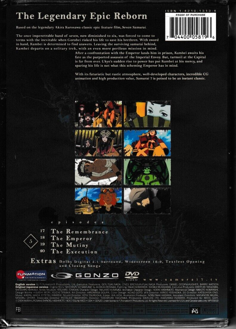 Akira Kurosawa's Samurai 7 Vol 5 Anime Series Episodes 17-20 (DVD