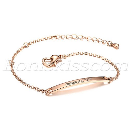 Women's Polished Stainless Steel Bracelet Chain Text Name Words Free Engraving - Picture 4 of 19