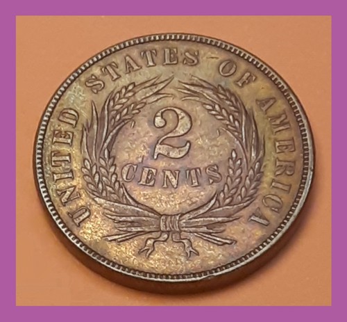 1869 AU+ (Full Motto) Two Cent Coin ( Includes Video) - Picture 6 of 6