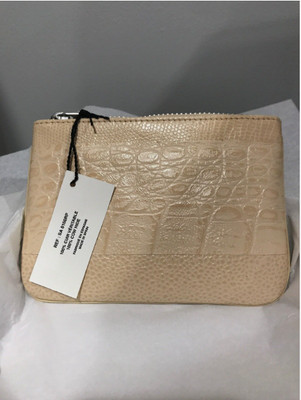 Comme Des Garcons Beige Leather Coin Purse