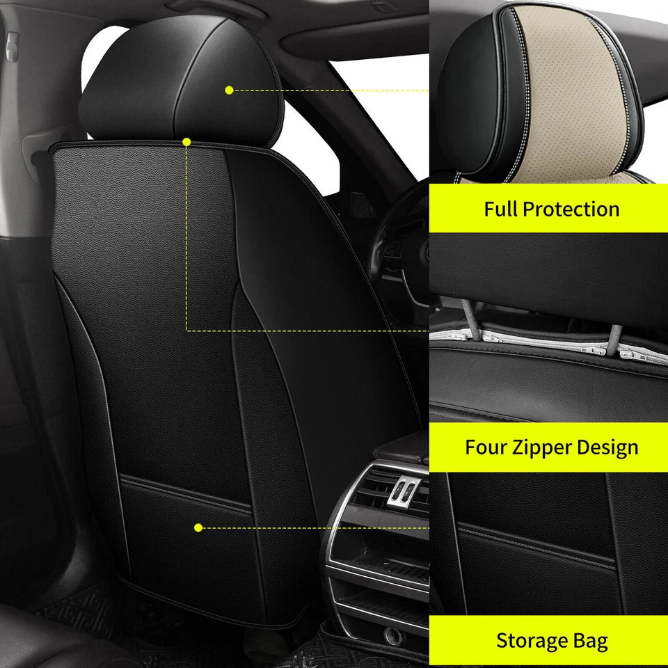 Front+Rear Car Seat COVERS Faux Leather Protector Beige For Volvo S60 2001-2019 Foto 3 de 4