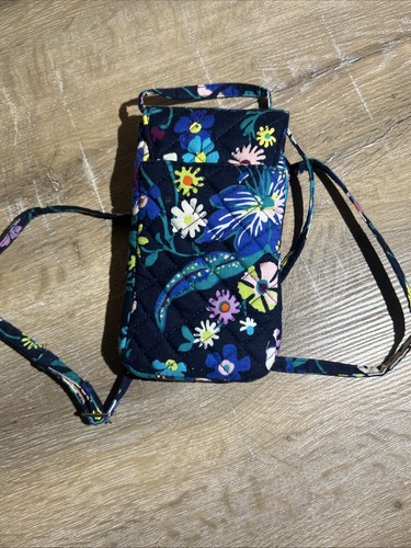 Vera Bradley Midnight Blue Black Floral Wallet/ Phone Holder Crossbody Bag - 第 4/6 張圖片