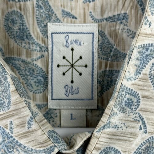 Burma Bibas Shirt Mens L Paisley Pattern 60 Singles Cotton Vintage Hong Kong - Picture 3 of 7