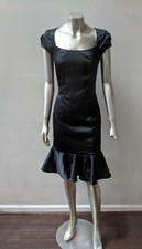 BLACK MOD FITTED CAP SLEEVES SCOOTER WEAR TO WORK PARTY SCOOTER DRESS sz S