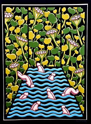 ROBERT GORDY (Louisiana 1933-1986) SIGNED Waterbabies RARE 18-Screen SERIGRAPH 
